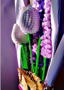 Crochet Tulip And  Lavender Flower Bouquet