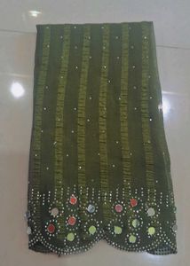 Elegant olive green saree