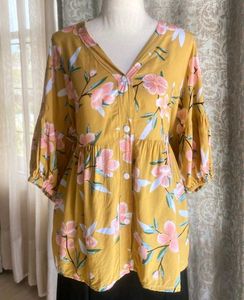 Mustard Yellow Floral Top Super Soft
