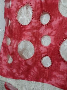Red Dotted High Low Top