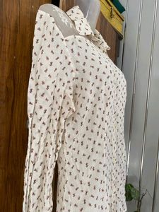 White Printed Cotton Shirt SALE😍SALE