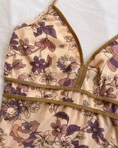 Vintage Y2K Floral Halter Top – Soft Blush &amp; Mauve