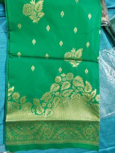 Green Banarasi Saree With Full Zari Work