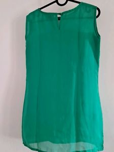 Green Pleated Mini Dress