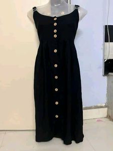 Zara branded Black Button-Down Midi Dress