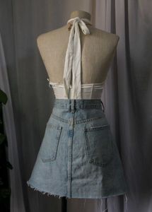 Zara Rhinestone Denim Mini Skirt