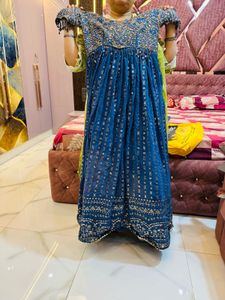 Elegant Blue Embellished Anarkali Suit