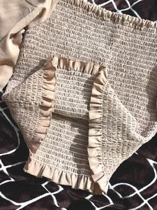 Tan Smocked Tube Top