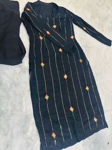 Black Embroidered Kurta Set