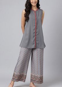 AURELIA Gray Kurta Palazzo Set (S)