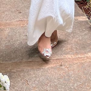 Clear Stonework Small Party Comfy Heel/flat