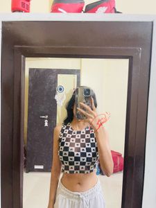 Checkered Heart Crop Top