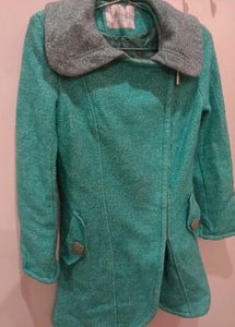 Unique Teal &amp; Grey Wool Coat