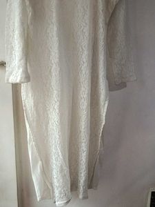 A White Festive netted Kurti
