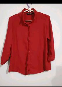 Red Button-Down Top