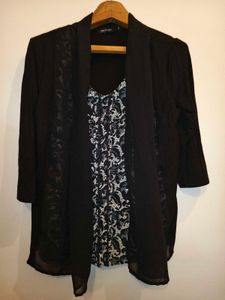 Elegant Black Layered Cardigan Top  Size M/L