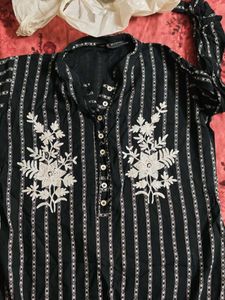 Striped Embroidered Kurta