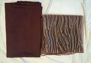 brown net dress material without duppta