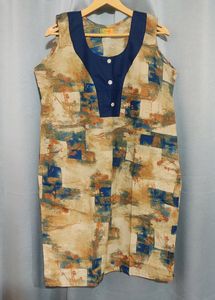 Women Brown Blue Kurti | Size XL