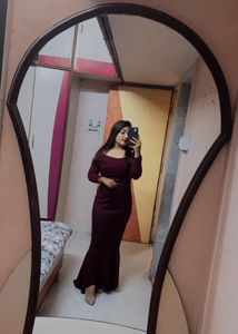 Wine Colour Paded Designer Fish Cut One Piece 🥰💜