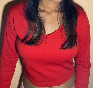 Red Long Sleeve Top