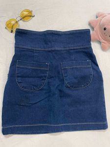 High-Waisted Denim Mini Skirt