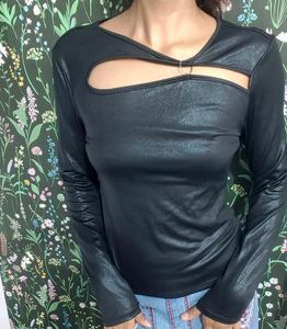 Unique cut out black top
