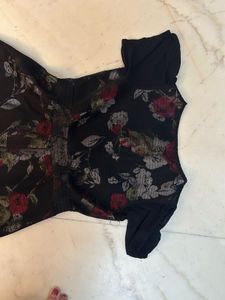 Floral Print Black Dress