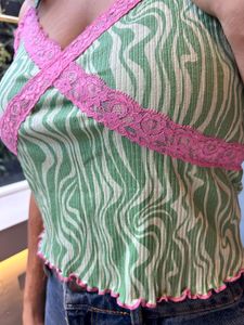 Green Zebra Lace Trim Cami