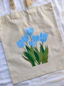Blue Flower Painted Tote Bag💙