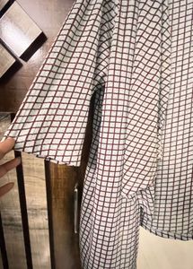 Oversized Checkered Open Front Cardigan