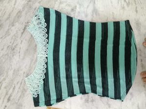 Striped Top with Lace Detail