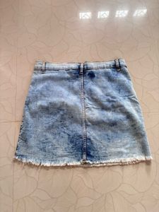 Acid Wash Denim Mini Skirt