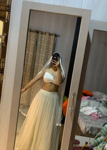 Backless Fairy Heavy Net Lehanga🤍💙🦋🎀