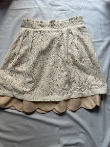 Lacey White & Beige Mini Skirt