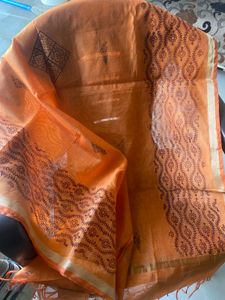 Womens Block Printed Chanderi Dupatta