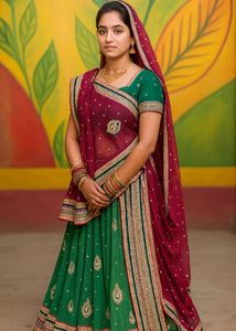 Heavy Green Lehenga With Bangani Dupatta
