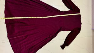 Burgundy Pleated Long Dress❤️