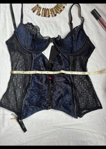 La Senza Black And Blue Lace Corset