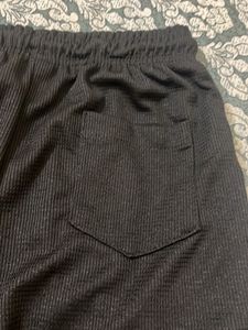Black Textured Knit Shorts