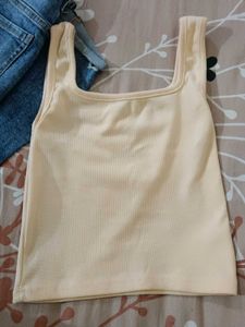 Beige Ribbed Sleeveless Tank Top – Basic Essential