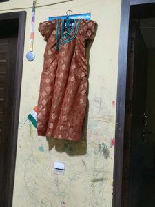 Brown &amp; Teal Embroidered Suit Set