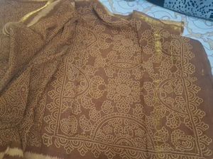 Brown Bandhej Print Cotton Saree