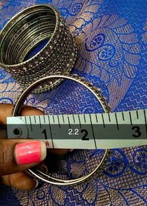 Multi Color Stone Silver Coted Bangles
