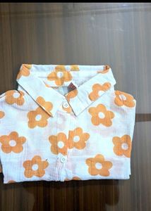 Orange Floral Button-Down