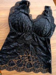 Black Stretchable Lace Tank Top