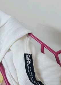 Zara White Square Neck Top