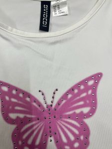 H&amp;M Butterfly White Crop Top