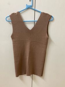 Brown Knit + Pink  Tank Top
