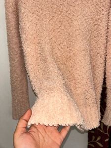 Soft Blush Teddy Knit Oversized Top (M)